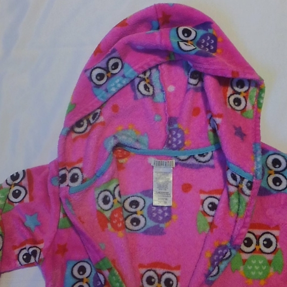 Komar Kids Pink Fuzzy Fleece Robe Baby Owls S 7/8 - Picture 6 of 7